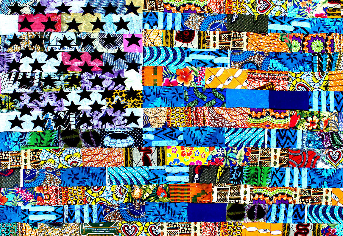We the people matter most, Fabric 30x40 2016 US flag with colorful african fabrics
