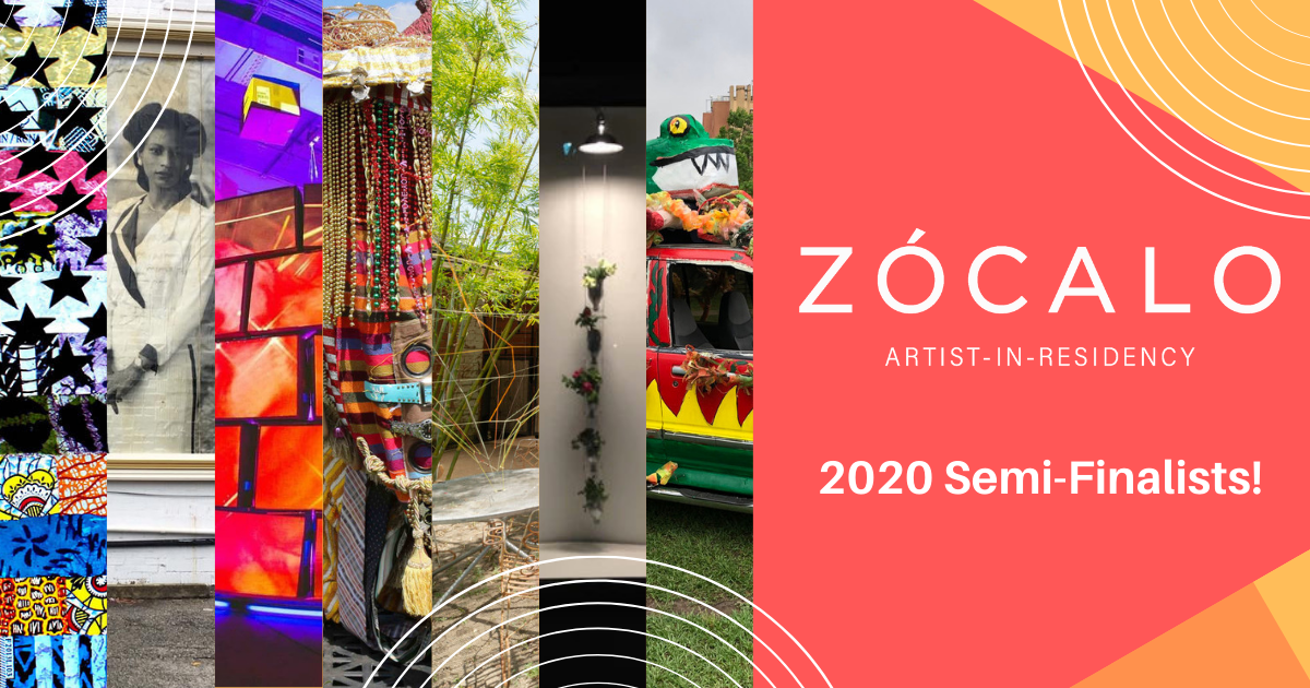 Zocalo 2020 Artist Finalists Graphic stating Zocalo 2020 Artist Finalists